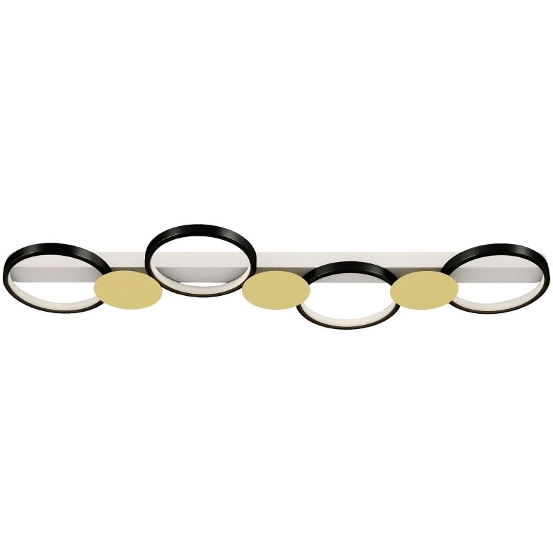 Lámpara de techo LED 38W, 1500 LM, 3000K-6500K, con 4 bombillas, mando a distancia, lámpara de salón, color negro/dorado