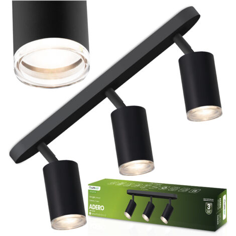 Lámpara de techo LED con foco 3x GU10 IP44 ADERO Negro Lumiled