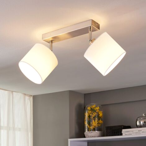 Lámpara de techo LED con pantalla textil, 2 llamas