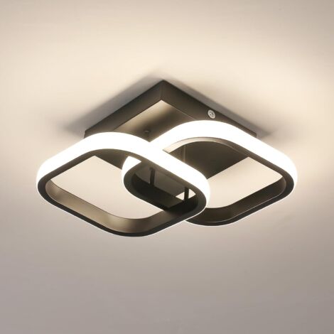 Lámpara de techo LED cuadrada moderna, negra, para dormitorio, 2137 lm, luminaria de techo acrílica de 29 cm, luz natural de 4500 K, para sala de estar, cocina y pasillo [Clase energética E]