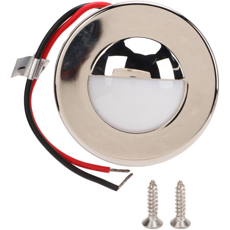 Lámpara de techo LED de 3 pulgadas para autocaravanas y barcos: iluminación interior suave, blanca, 1,1 W, DC10-28 V, acero inoxidable/ABS, resistente al agua (IP), instalación empotrada (con tornillo