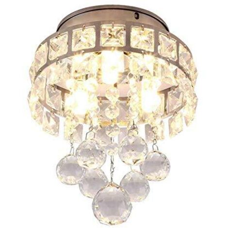 Lámpara de Techo LED de Cristal Chrome Moderno Lujo Iluminación de Techo para Dormitorio Pasillo Salón