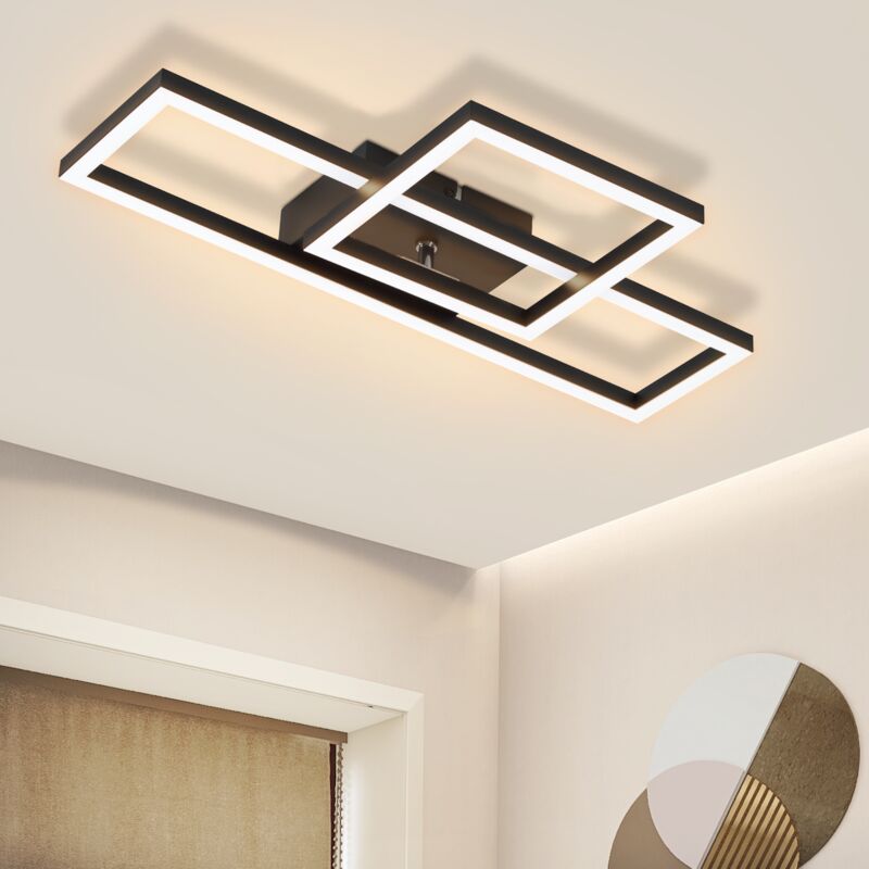 Gbly - Lámpara de techo led para sala de estar, 20 w, luz blanca cálida, lámpara de cocina, diseño moderno, lámpara de dormitorio negra, iluminación