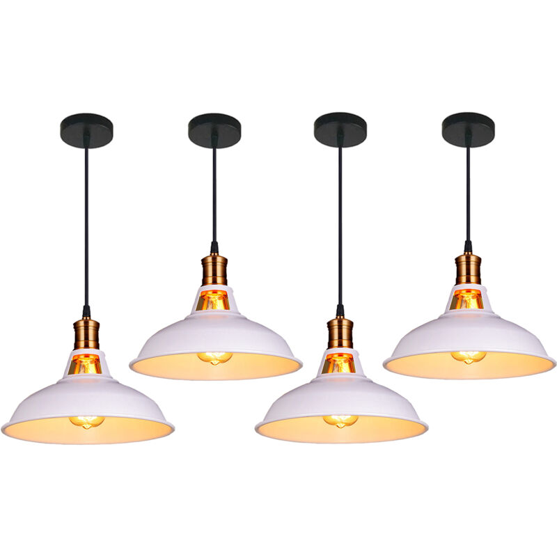 Lámpara de Techo, led Lámpara Colgante Retro Vintage, para Bombillas E27, 27CM - Blanco 4PCS