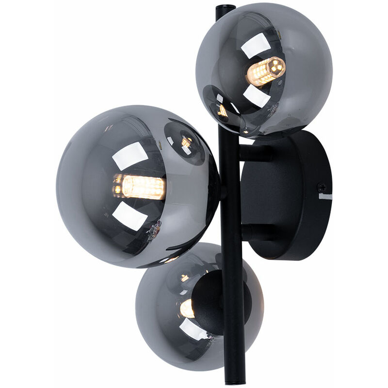 

Lámpara de techo con focos de vidrio Lámparas de techo de bola Bolas de vidrio Mesa de comedor, LED negro 3 luces, 3x 3 W 3x 80lm 3000K, An x Al