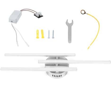 Lámpara de techo LED moderna de 3 aspas para sala de estar, dormitorio y restaurante - Luz suave - Material: Hierro + Aluminio + Silicona - Plateada