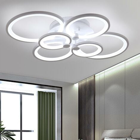 GOECO Lámpara de Techo LED Moderna, Iluminación de Techo Redonda Blanca, Lámpara Colgante LED de Estilo Moderno Nórdico 60W, Adecuada Para Sala de Estar de Oficina Dormitorio Comedor, Luz Blanca 6000K