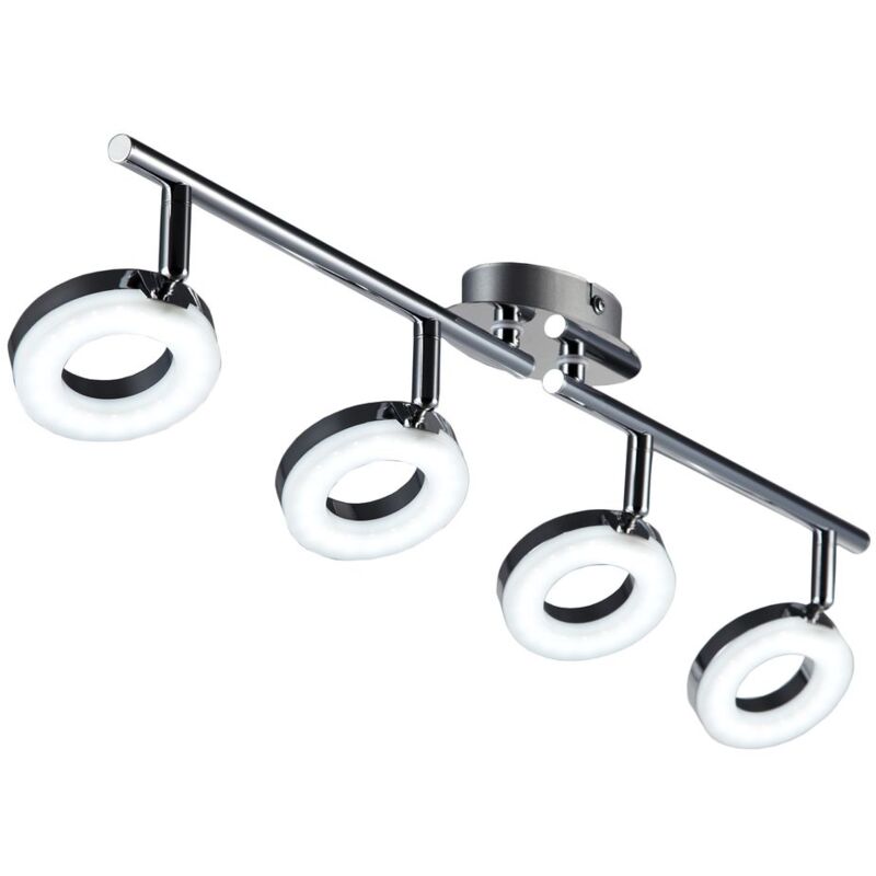 Lámpara de techo LED moderna incl. 4x4,5W bombillas I Orientables y giratorios I Color Cromado I 230V IP20 I Plástico y metal I Longitud: 685mm Lámpara de techo LED moderna incl. 4x4,5W bombillas I Orientables y giratorios I Color Cromado I 230V IP20 I Plástico y metal I Longitud: 685mm