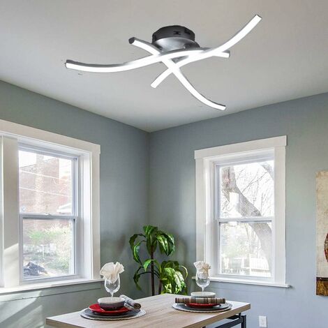 Lámpara de Techo LED Moderna Lámpara de Araña Creativa Moderna Curvada con 3 PCS Cabezas de Luz en Forma de Onda para Sala de Estar Dormitorio Comedor (28W 3 Luces Blanco Frio)