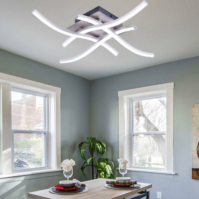 

Lámpara de Techo Led Moderna Lustre Creativa Moderna Curvada con 4 PCS Cabezas de Luz En Forma de Onda para Sala de Estar Dormitorio Comedor (28W 4