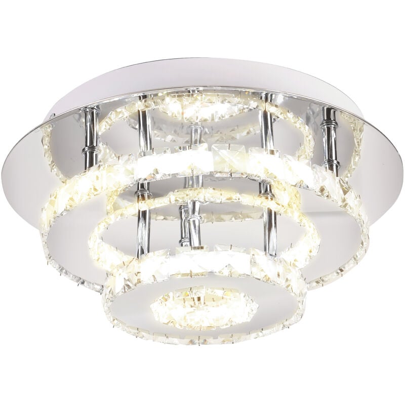 

Stoex - Lámpara de Techo Led Moderna Lámpara de Techo Cristal Transparente de Lujo Lustre Redonda de Doble Capa para Comedor Cuarto de Baño