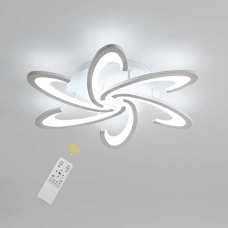 COMELY Lámpara de techo LED moderna regulable con control remoto, lámpara de techo con diseño de forma de flor creativa de 54 W, lámpara de araña de pétalos modernos de acrílico de metal para sala de estar,
