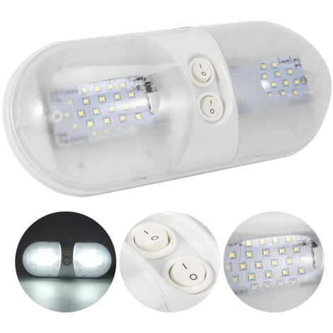 Lámpara de techo LED ovalada para autocaravanas y vehículos - Lámpara de techo tipo domo de 800 lm y 12 V con doble control.