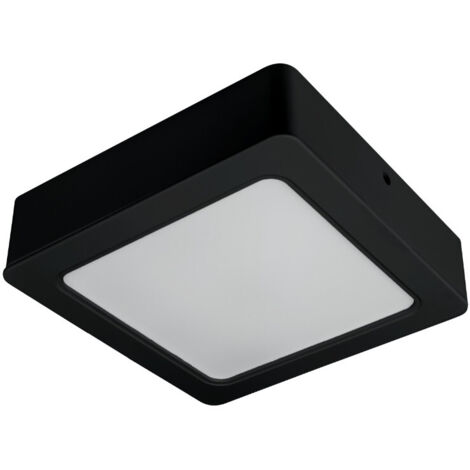 Lámpara de techo LED para baño 18W 2 en 1, empotrada/superficie cuadrada, negra, IP54, DPM