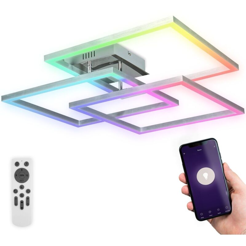 

Lámpara de techo LED WiFi de B.K.Licht inteligente I App y mando a distancia I regulable I CCT I RGB I control por voz I compatible con iOS y Android