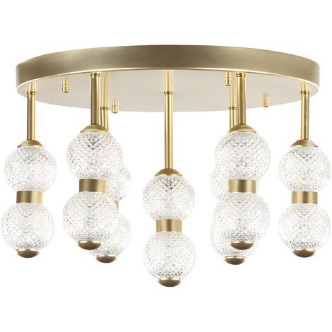 Lámpara de techo luces LED integradas metal redondo hierro vidrio pantalla sala de estar moderno estilo glamoroso oro Yowaka