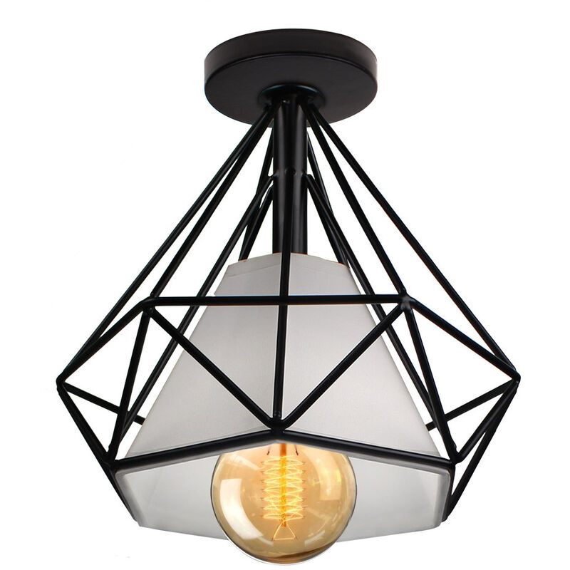 

Stoex - Lámpara de Techo Forma de Diamante Lustre Moderna Creativo Simple Ø20CM para Cafetería Restaurante Comedor Bar (Negro)