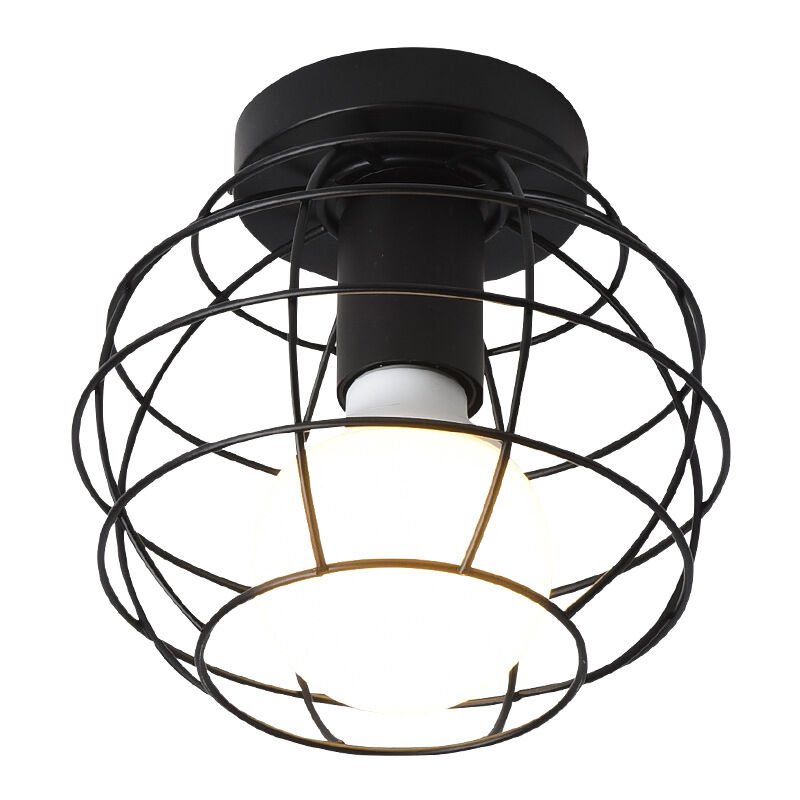 

Stoex - Vintage Lámpara de Techo de Jaula Forma de Pelota Retro Lámparas de Colgar Industrial Iluminación Metal Hierro E27 Negro