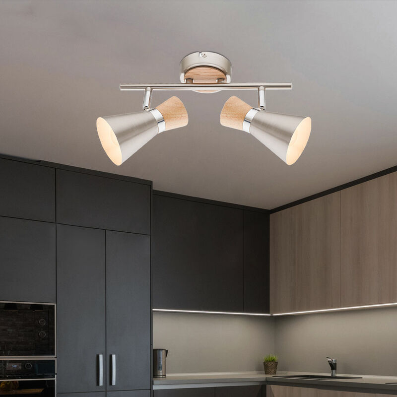 

Lámpara de techo, focos de iluminación para sala de estar, focos de madera ajustables en el conjunto que incluyen bombillas LED