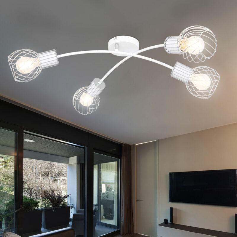 

Lámpara de techo metal cromado claro blanco mate iluminación de salón movible