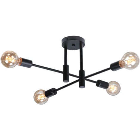 STOEX Lámpara De Techo Moderna 4 Luces Lampara Techo De Metal Lamparas Techo Salon E27 Negro Plafones De Interior Para Pasillo Dormitorio Sala De Estar