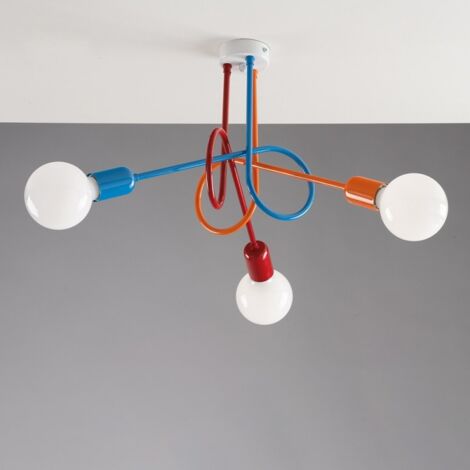 Lámpara de techo moderna en hierro multicolor tres luces 42x h30 cm