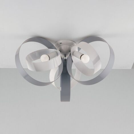 Lámpara de techo moderna en hierro tres luces Blanco Gris tres luces 44x h26 cm