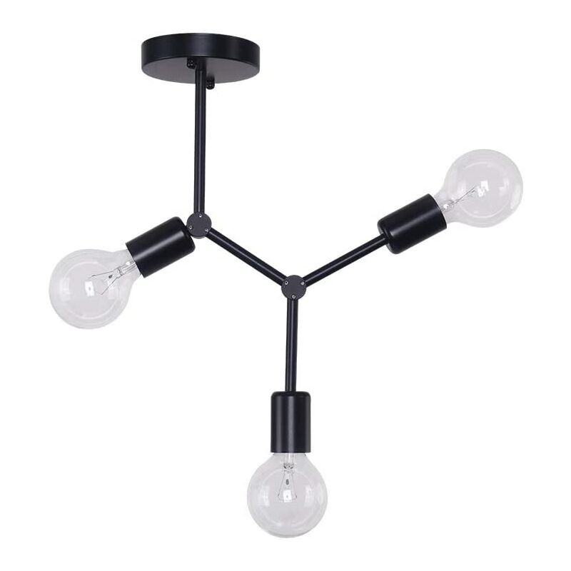 

Lámpara de Techo Moderna Industrial Vintage Lustre 3 E27 Portalámparas Candelabro Retro para Sala de Estar Comedor Dormitorio, Negro