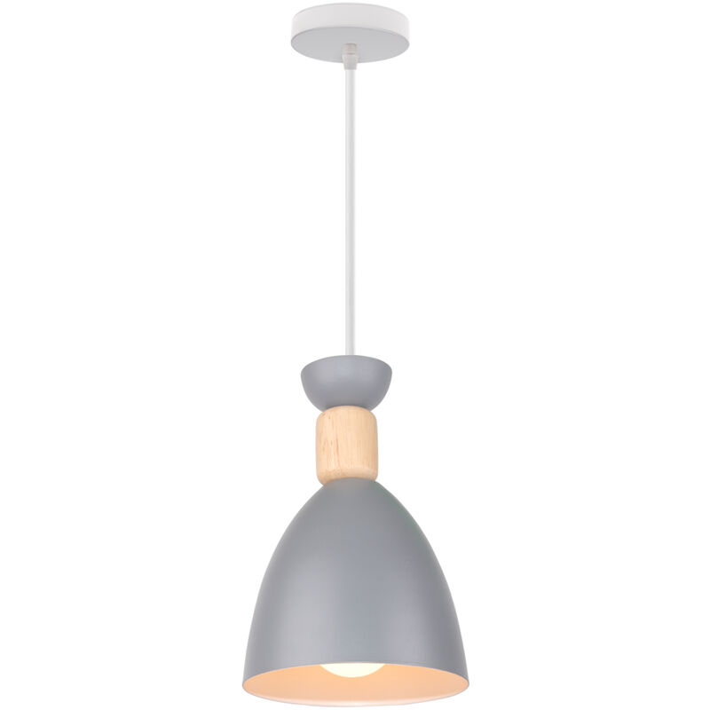 

Lámpara de Techo Moderna Nórdica Colgante de Luz de Madera Lámpara Colgante Retro Luz Colgante Vintage Lámpara Colgante Industrial Gris Bombilla E27