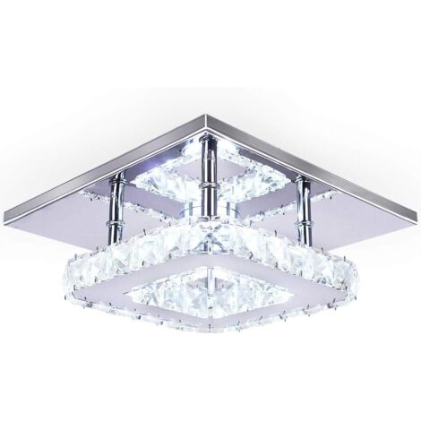 Lámpara de Techo Moderno LED de Cristal Plafón Techo Acero Inoxidable Espejo - 12W Luz Blanca para Salón Dormitorio