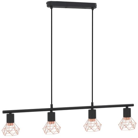 Lámpara de techo negro y cobre 80 cm E14