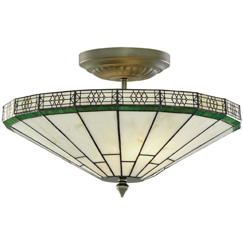 

Lámpara de techo New York, en latón antiguo y vidrio tiffany