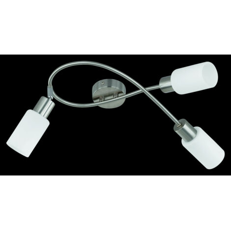 Lámpara de Techo Níquel Brazo Curvo 3 Focos Orientables Pantallas Cristal Mars Trio Lighting