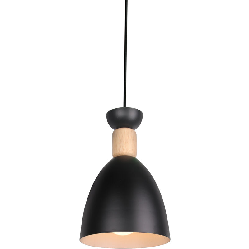 

Lámpara de Techo Nórdica Moderna Lámpara Colgante Retro Colgante de Luz de Madera Luz Colgante Vintage Lámpara Colgante Industrial Bombilla E27-Negro