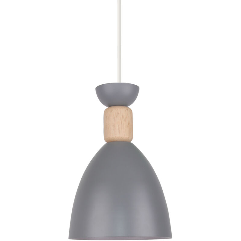 

Lámpara de Techo Nórdica Moderna Lámpara Colgante Retro Colgante de Luz de Madera Luz Colgante Vintage Lámpara Colgante Industrial Bombilla E27-Gris