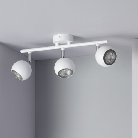 Lámpara de Techo Orientable Ates 3 Focos Blanco Blanco