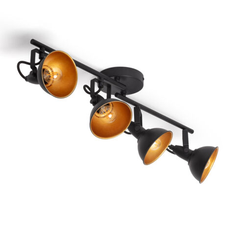 Lámpara de Techo Orientable Emer 4 Focos Negro Negro
