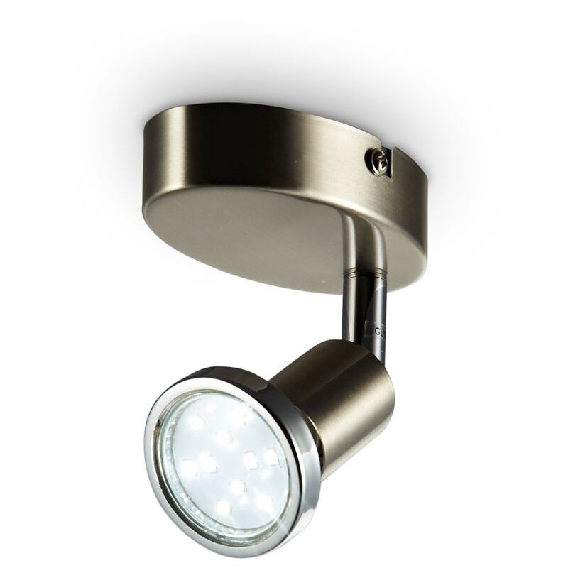 

Lámpara de techo orientable incl. 1 bombilla LED GU10 de 3 W I Color de la luz blanco cálido 3000K I Metal I IP20 I Foco de techo I Color níquel mate