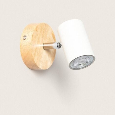 LEDKIA Lámpara de Techo Orientable Madera 1 Foco Albus Natural