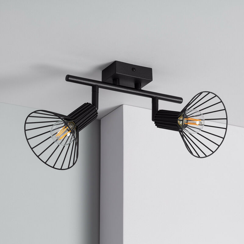 

Efectoled - Lámpara de Techo Orientable de Metal Royal 2 Focos Negro - Negro
