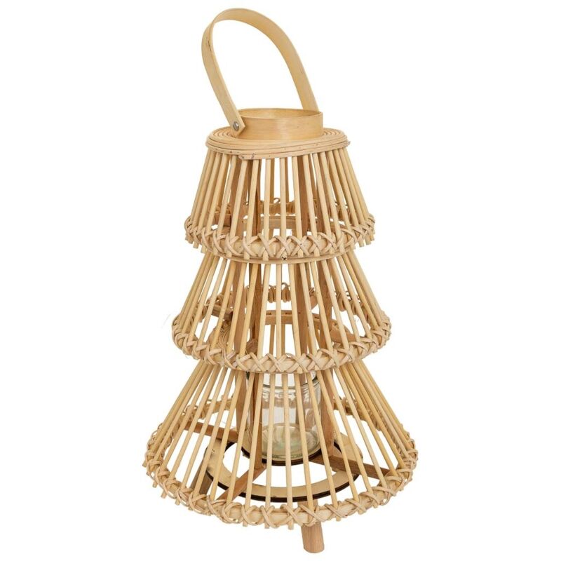 Wanderlust Deco - Farol portavelas de bambú marrón d29x42