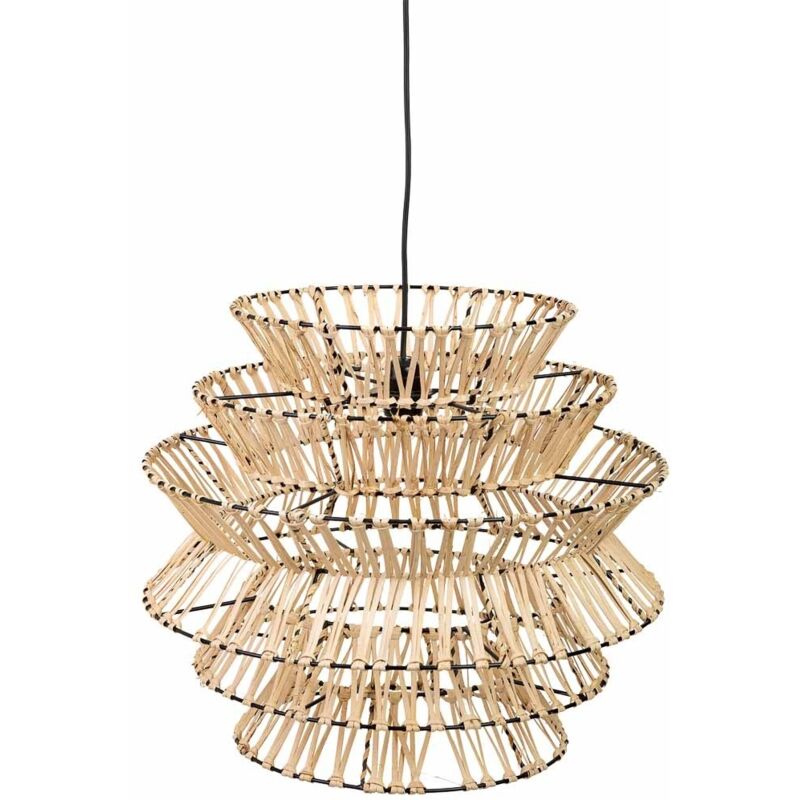 Lampara de techo de rafia y metal marrón 51x51x46