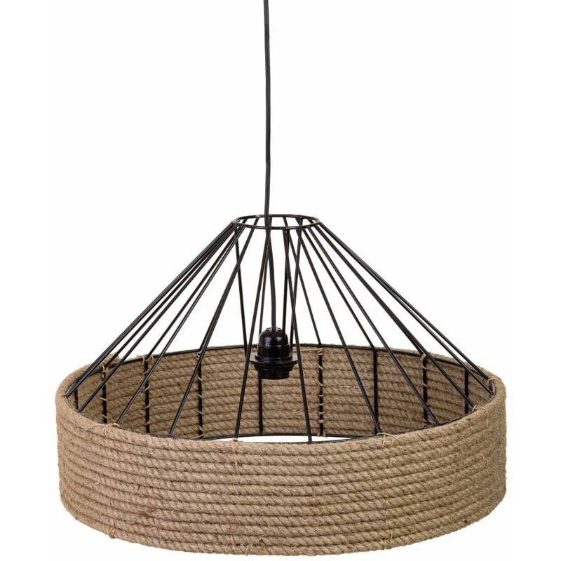 Wanderlust Deco - Lampara de techo de cuerda y metal marrón 52x52x35