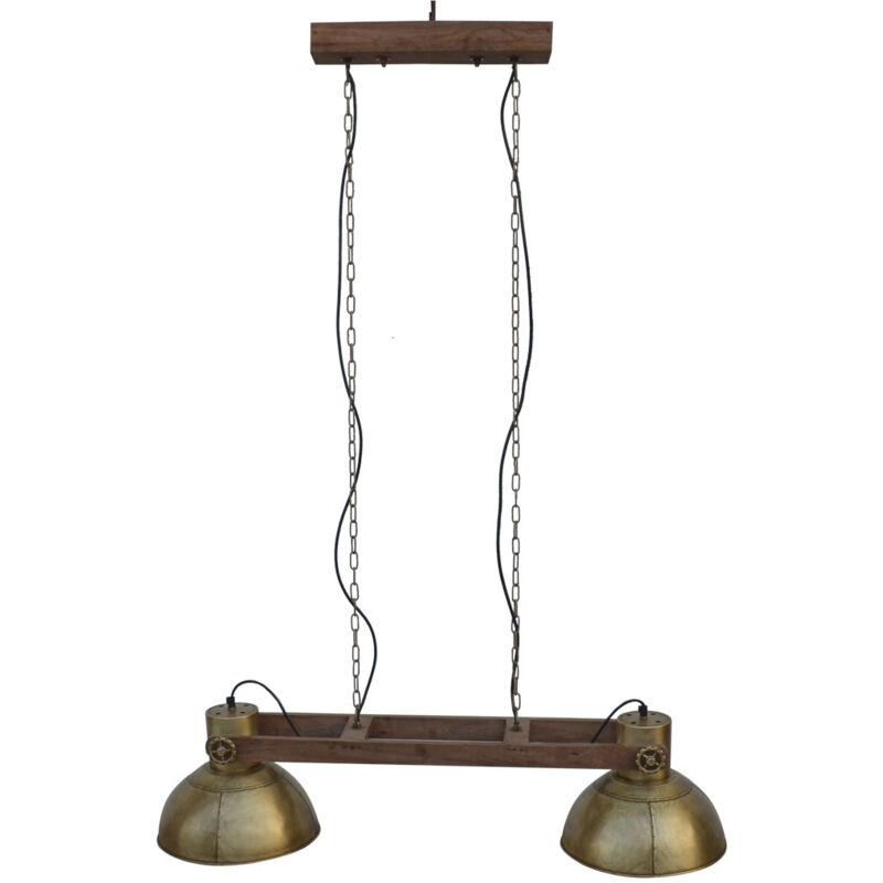 Wanderlust Deco - Lampara de techo de madera y metal dorada 110x30x30