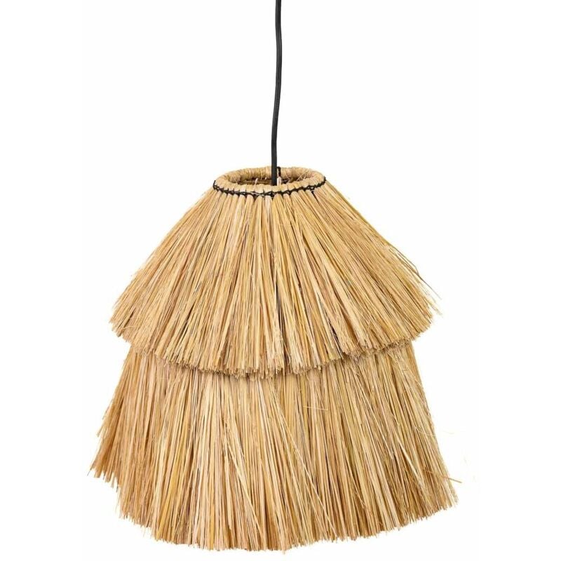 Lampara de techo de fibra natural marrón 38x38x30