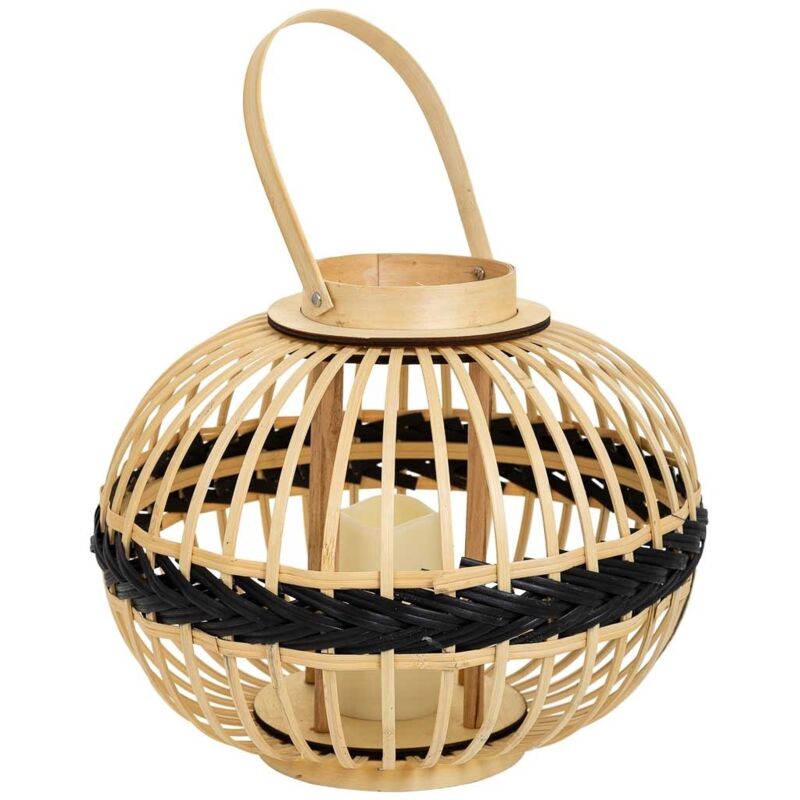 Farol portavelas de bambú marrón d37,5x30,5