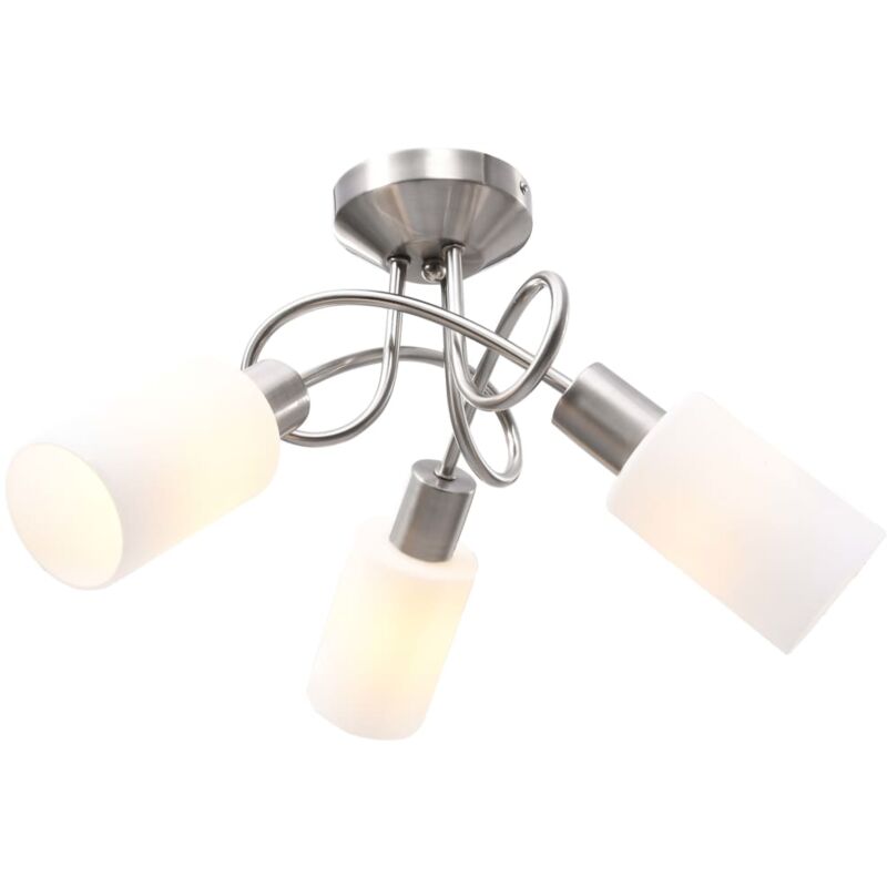 

vidaXL Lámpara de techo pantallas cerámica cono blanco 3 bombillas E14 - Blanco