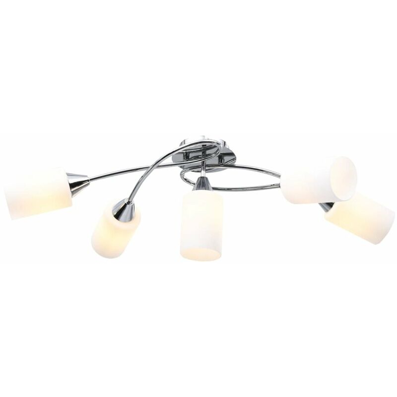 

Lampara de techo pantallas ceramica cono blanco 5 bombillas E14
