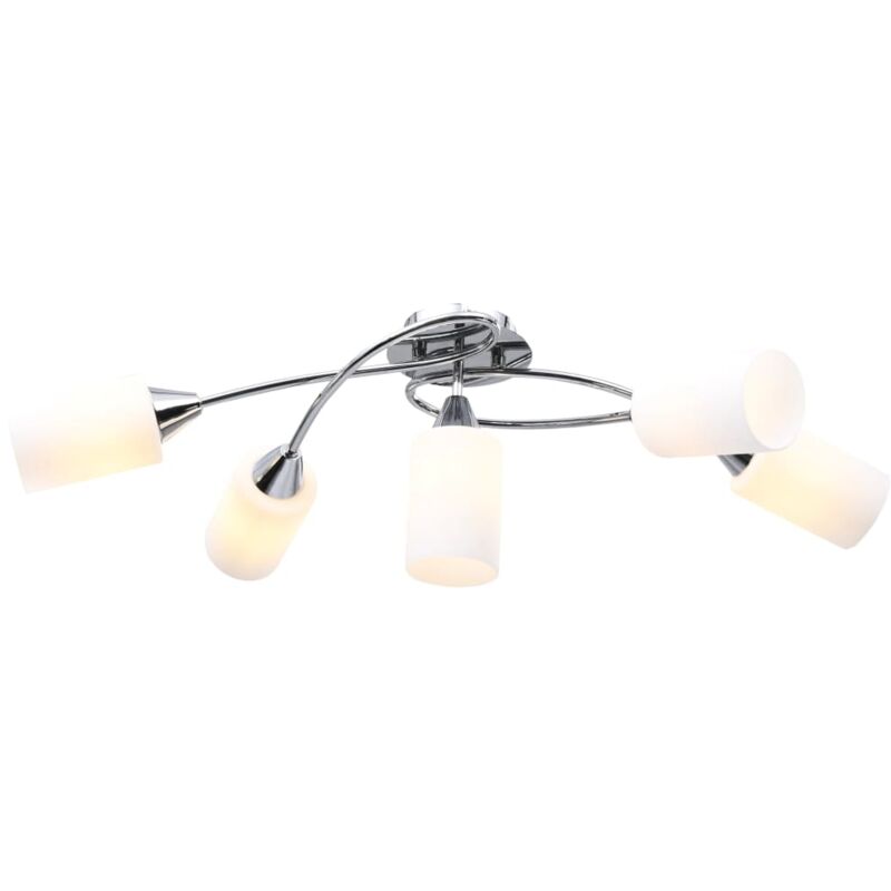 

vidaXL Lámpara de techo pantallas cerámica cono blanco 5 bombillas E14 - Blanco