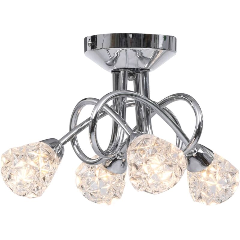 

vidaXL Lámpara de techo pantallas de cristal entramadas 4 bombillas G9 - Blanco